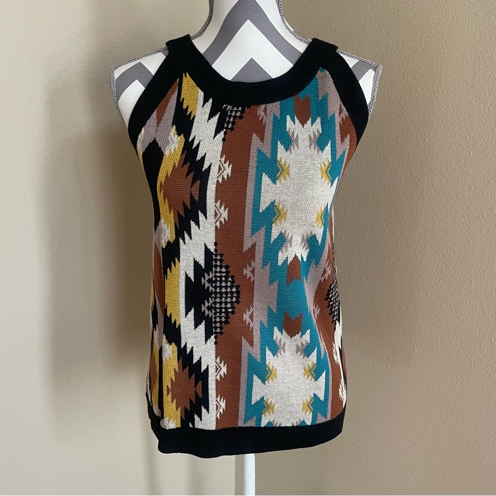 Rowdy Crowd - Aztec Pattern Sleeveless Sweater - … - image 1